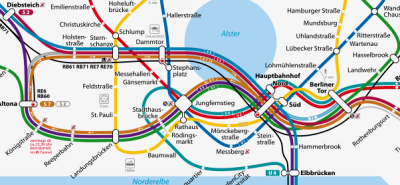 Netzplan Schnellbahnen in Hamburg