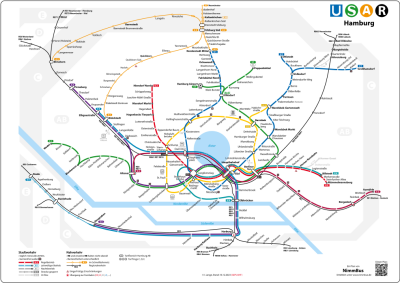 Netzplan Schnellbahnen und Regionalverkehr in Hamburg 2024