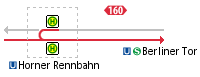 Linienführung und Haltestellen U-Horner Rennbahn